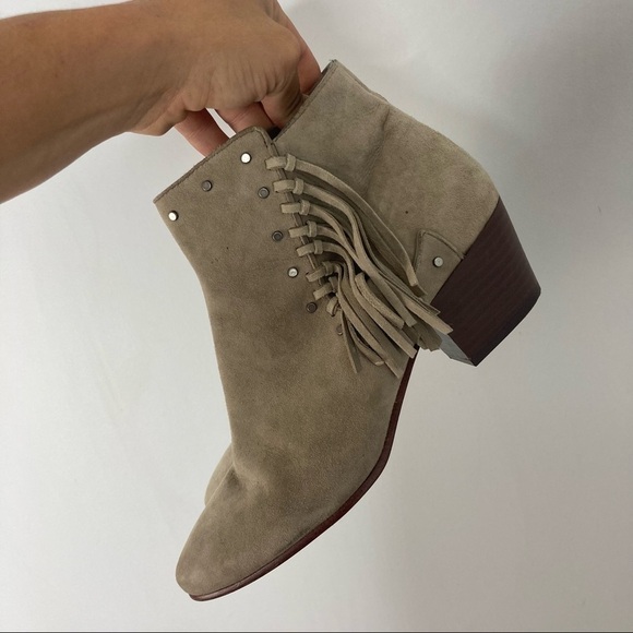 Sam Edelman Rudie Studded Fringe Bootie Women's 7.5 Western Suede - Picture 5 of 9